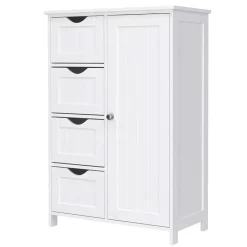 Houten Badkamer Buffet met 4 laden - Vrijstaand - Wit