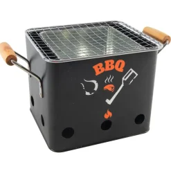 Houtskoolbarbecue - tafelmodel - emmer bbq - zwart - 18 cm