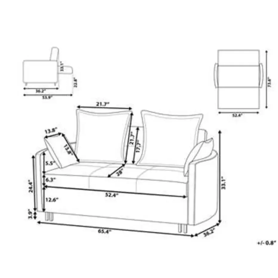 HOVIN - Slaapbank 2-zits - Lichtgrijs - Polyester