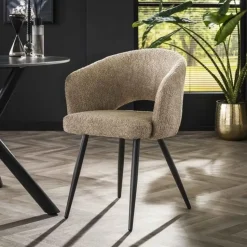 Hoyz - Armstoel Salon - Boucle - Zandkleur - Set van 2