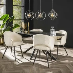 Hoyz - Eetkamertafel 180cm - Ovaal - Keramiek Zwart - 4 Personen