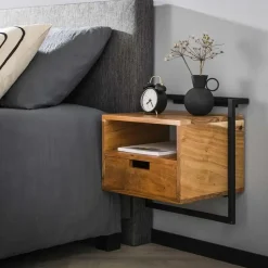 Hoyz - Hangend Nachtkastje - Zwart - 1 Lade - Open Vak Air Solid