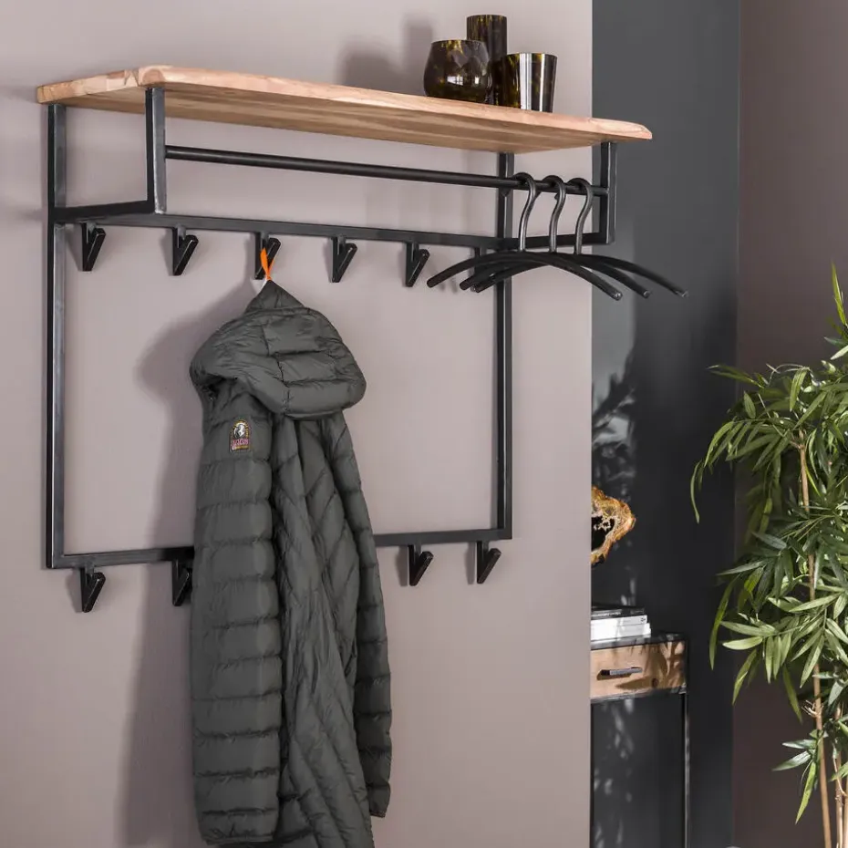 Hoyz - Kapstok Edge Hoog - 12 Haken - Massief Acaciahout - 100x33x80