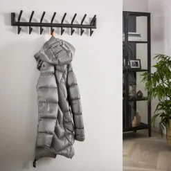 Hoyz - Kapstok Industrieel met 16 haken - Grijs - Wandkapstok 78cm breed