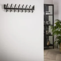 Hoyz - Kapstok Industrieel met 16 haken - Grijs - Wandkapstok 78cm breed