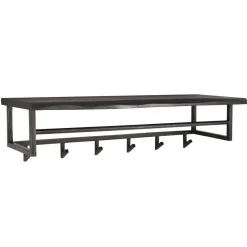 Hoyz - Kapstok Yucon - 6 Haken - Massief Acaciahout - Zwart - 100x30x27