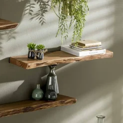 Hoyz - Wandplank Edge - 90cm Breed - Acaciahout - Bruin