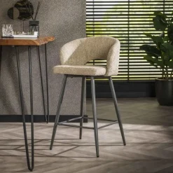 Hoyz Collection - Barstoel Boucle Salon - 2 Stuks - Boucle Zandkleur