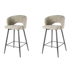 Hoyz Collection - Barstoel Boucle Salon - Tissee Cargo Zandkleur - Set van 2