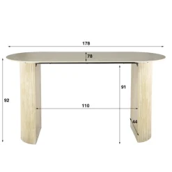 Hoyz Collection - Bartafel Romano Arch Plat Ovaal 180cm - Keramiek Travertin