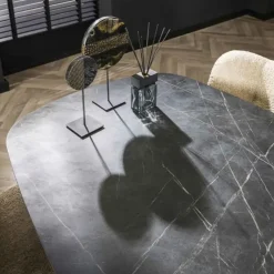 Hoyz Collection - Eetkamertafel 180 Deens Ovaal - 3D Melamine Slate Stone