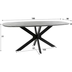 Hoyz Collection - Eetkamertafel 180 Deens Ovaal - 3D Melamine Slate Stone
