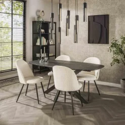 Hoyz Collection - Eetkamertafel 180 Deens Ovaal - 3D Melamine Slate Stone