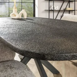 Hoyz Collection - Eettafel Metallic Deens Ovaal 215 Cm - Zwartbruin