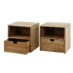 Hoyz Collection - Nachtkastje Set-2 XS Hangend Flat - Massief Acacia Naturel