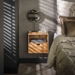 Hoyz Collection - Nachtkastje Set-2 XS Hangend Flat - Massief Acacia Naturel