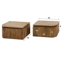 Hoyz Collection - Nachtkastje Wave L+R Afgerond - Massief Mango - Set van 2