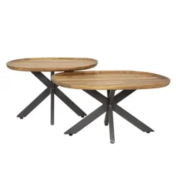 Hoyz Collection - Salontafel Spider - Massief Acacia Naturel - Set van 2