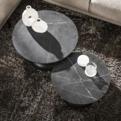 Hoyz Collection - Salontafel Drop Shape - 3D Zwart Bruin - Set van 2