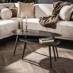 Hoyz Collection - Salontafel Niervormig Ceramic - Zwart - Set van 2