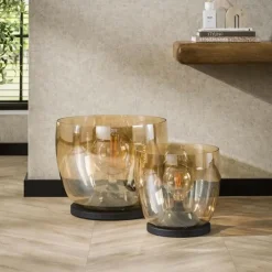 Hoyz Collection - Vloerlamp UP XXL - Amberkleurig Glas - Ø48