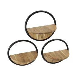 Hoyz Collection - Wandschap Rond Set-3 - Massief Acacia Naturel