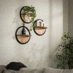 Hoyz Collection - Wandschap Rond Set-3 - Massief Acacia Naturel