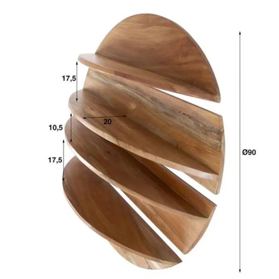 Hoyz Collection - Wandschap Set-4 Rond - Massief Margosa Naturel