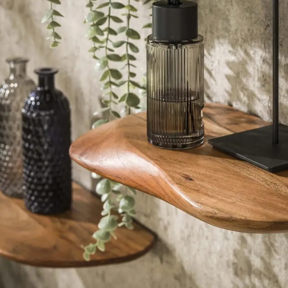 Hoyz Collection - Wandschap Organic - Massief Acacia Naturel - Set van 3