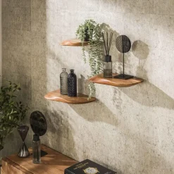 Hoyz Collection - Wandschap Organic - Massief Acacia Naturel - Set van 3