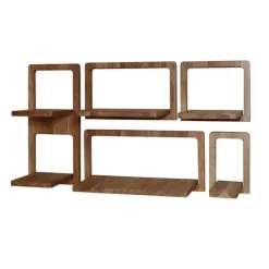 Hoyz Collection - Wandschap Curvy - Massief Acacia Naturel - Set van 5