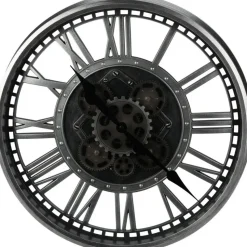 H&S collection Wandklok Bologna - D51 cm - zwart/zilver