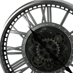 H&S collection Wandklok Bologna - D51 cm - zwart/zilver