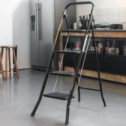 Huishoudtrap 4 Treden - Zwart - Anti-Slip - Keukentrap