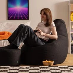 icon - Dalton XL Zitzak Fauteuil met Poef - Gaming - Zwart