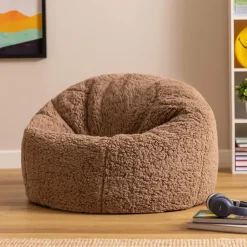 icon - Kingston Kinderzitzak Stoel - Ribfluweel - Fluffy Pluche Teddy - Mocha