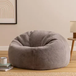 icon - Kingston Zitzak Fauteuil - Fluffy Pluche Imitatiebont - Grijs