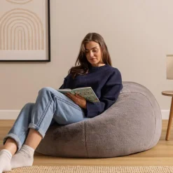 icon - Kingston Zitzak Fauteuil - Fluffy Pluche Imitatiebont - Grijs