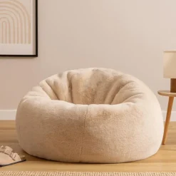 icon - Kingston Zitzak Fauteuil - Fluffy Pluche Imitatiebont - Crème