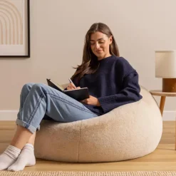 icon - Kingston Zitzak Fauteuil - Fluffy Pluche Imitatiebont - Crème