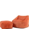 icon - Natalia Kinderzitzak Stoel met Poef - Ribfluweel - Terra-oranje