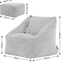 icon - Natalia Kinderzitzak Stoel met Poef - Ribfluweel - Terra-oranje