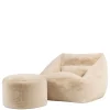 icon - Natalia XL Zitzak Fauteuil met Ronde Poef -Imitatiebont - Beige