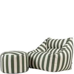 icon - Natalia XL Zitzak Fauteuil met Ronde Poef - Gestreept -