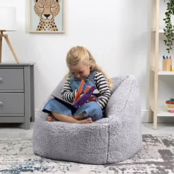 icon Kindersitzakken Teddybeer - Fleece Zitzak - Grijs