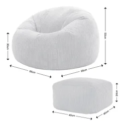 icon Zitzak en Poef Kingston - Corduroy Zitzak - Denimblauw