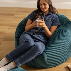 icon Zitzak en Poef Kingston - Corduroy Zitzak - Blauwgroen