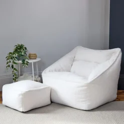 icon Zitzak en Poef Natalia - Fleece Zitzak Fauteuil - Crème