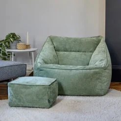 icon Zitzak en Poef Natalia - Chenille Zitzak Fauteuil - Saliegroen