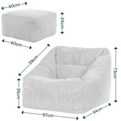 icon Zitzak en Poef Natalia - Corduroy Zitzak - Grijs